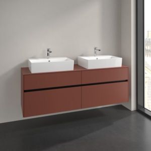 Meuble sous-vasque Villeroy et Boch Collaro C13700AH 160x54,8x50cm, pour 2 vasques, bordeaux