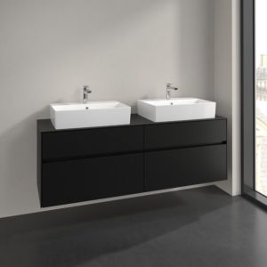 Meuble sous-vasque Villeroy et Boch Collaro C13700VL 160x54,8x50cm, pour 2 vasques, noir volcan
