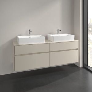 Villeroy and Boch Collaro vanity unit C137B0VN 160x54.8x50cm, for 2 washbasins, 12W LED lighting, cashmere grey