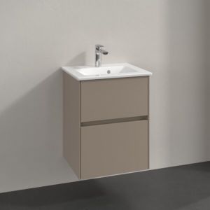 Villeroy und Boch Collaro Waschtischunterschrank C141B0VM 47,2x61x40,4cm, Waschbecken mittig, LED-Beleuchtung 3,1W, taupe
