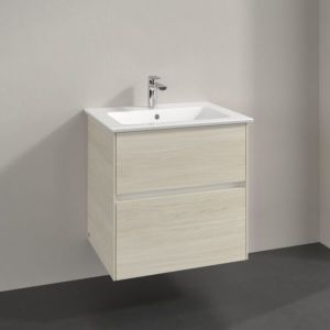Villeroy und Boch Collaro Waschtischunterschrank C143B0AA 61,1x61x48cm, Waschbecken mittig, LED-Beleuchtung 4,2W, white oak