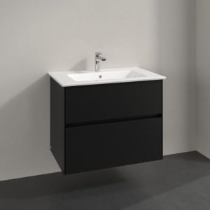 Meuble sous-vasque Villeroy et Boch Collaro C144B0VL 76,1 x 61 x 48 cm, vasque centrale, éclairage LED 5,5 W, noir volcan