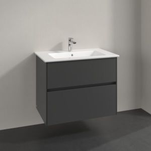 Meuble sous-vasque Villeroy et Boch Collaro C144B0VR 76,1 x 61 x 48 cm, vasque centrale, éclairage LED 5,5 W, graphite