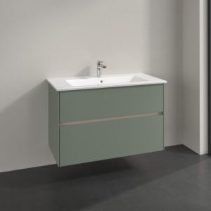 Meuble sous-vasque Villeroy et Boch Collaro C145B0AF 96,1 x 61 x 48 cm, vasque centrale, éclairage LED 7 W, vert tendre