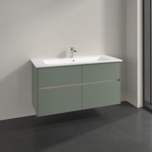 Villeroy and Boch Collaro vanity unit C146B0AF 116.1 x 61 x 48 cm, center basin, 8.6 W LED lighting, soft green