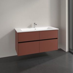 Villeroy und Boch Collaro Waschtischunterschrank C146B0AH 116,1x61x48cm, Waschbecken mittig, LED-Beleuchtung 8,6W, wine red