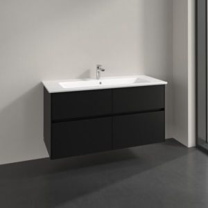 Meuble sous-vasque Villeroy et Boch Collaro C14600VL 116,1 x 61 x 48 cm, vasque centrale, noir volcan