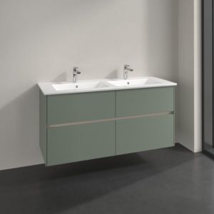 Villeroy und Boch Collaro Waschtischunterschrank C147B0AF 126,1x61x48cm, Waschbecken mittig, LED-Beleuchtung 9,4W, soft green