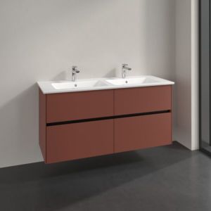 Villeroy und Boch Collaro Waschtischunterschrank C14700AH 126,1x61x48cm, Waschbecken mittig, wine red