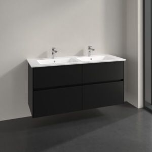 Meuble sous-vasque Villeroy et Boch Collaro C147B0VL 126,1 x 61 x 48 cm, vasque centrale, éclairage LED 9,4 W, noir volcan