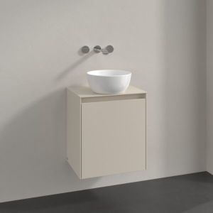 Villeroy und Boch Collaro Waschtischunterschrank C148B0VN 50x54,8x38cm, Waschtisch mittig, LED-Beleuchtung 3,4 W, cashmere grey