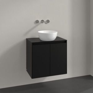 Meuble sous-vasque Villeroy et Boch Collaro C150B0VL 60x54,8x38cm, vasque centrale, éclairage LED 4,2W, noir volcan