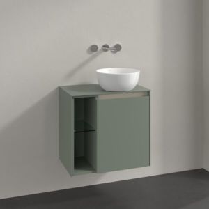 Meuble sous-vasque Villeroy et Boch Collaro C151B0AF 60x54,8x38cm, vasque à droite, éclairage LED 2,9W, vert tendre