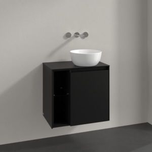 Meuble sous-vasque Villeroy et Boch Collaro C151B0VL 60x54,8x38cm, vasque à droite, éclairage LED 2,9W, noir volcan