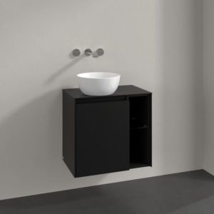 Meuble sous-vasque Villeroy et Boch Collaro C15200VL 60x54,8x38cm, vasque à gauche, noir volcan