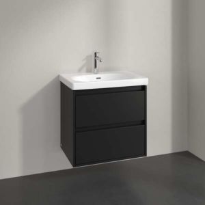 Meuble sous-vasque Villeroy et Boch Skyla C79500VL avec 2 tiroirs, 622 x 596 x 439 mm, noir volcan