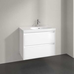 Meuble sous-vasque Villeroy et Boch Skyla C79700VE avec 2 tiroirs, 772 x 596 x 439 mm, blanc brillant