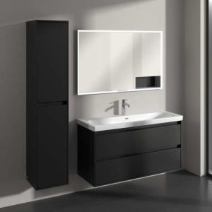 Armoire haute Villeroy et Boch Skyla C80100VL 2 portes, 350 x 1700 x 349 mm, Noir Volcan / Noir Volcan