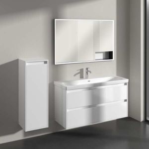 Meuble d&#39;appoint Villeroy et Boch Skyla C80200VE 1 porte, 1 tiroir, 350 x 1000 x 349 mm, Blanc brillant / Blanc brillant