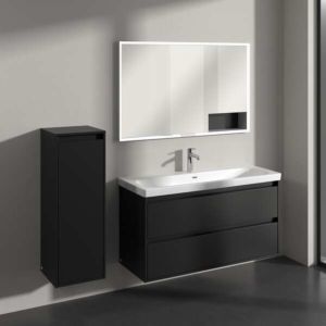 Villeroy and Boch Skyla side cabinet C80200VL 1 door, 1 drawer, 350 x 1000 x 349 mm, Volcano Black / Volcano Black