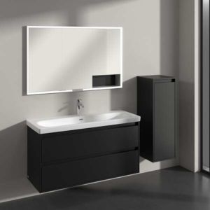 Villeroy and Boch Skyla side cabinet C80201VL 1 door, 1 drawer, 350 x 1000 x 349 mm, Volcano Black / Volcano Black