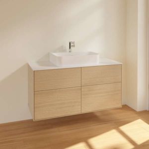 Villeroy and Boch Finion vanity unit F13100PC with 4 drawers, 1200 x 603 x 501 mm, body Oak Veneer / Glass White Matt