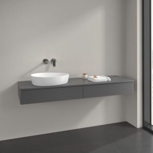 Meuble sous-vasque Villeroy et Boch Antao K15150GK 160x19x50cm, trou pour robinetterie, plan de toilette laqué, laqué mat anthracite