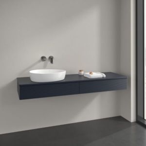 Meuble sous-vasque Villeroy et Boch Antao K15150HG 160x19x50cm, trou pour robinetterie, plan vasque laqué, bleu nuit laqué mat