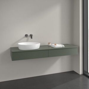 Villeroy und Boch Antao Waschtisch-Unterschrank K15150HL 160x19x50cm, Hahnlochbohrung, Waschbeckenplattenfarbe Lack, leaf green matt lacquer