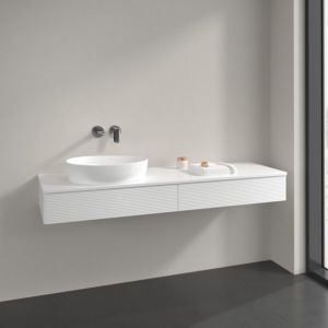 Meuble sous-vasque Villeroy et Boch Antao K15150MT 160x19x50cm, trou pour robinetterie, plan vasque laqué, blanc laqué mat