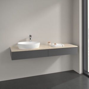Villeroy und Boch Antao Waschtisch-Unterschrank K15153GK 160x19x50cm, Hahnlochbohrung, Waschbeckenplattenfarbe botticino, anthracite matt lacquer