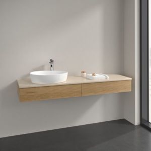 Villeroy und Boch Antao Waschtisch-Unterschrank K15153HN 160x19x50cm, Hahnlochbohrung, Waschbeckenplattenfarbe botticino, honey oak