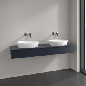 Villeroy et Boch Antao meuble sous-vasque K17050HG 160x19x50cm, trou pour robinetterie, plaque de lavabo laqué couleur, laqué mat bleu nuit
