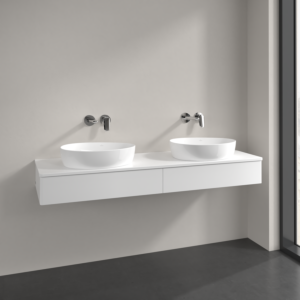 Villeroy et Boch Antao meuble sous-vasque K17050MT 160x19x50cm, trou pour robinetterie, plaque de lavabo laqué couleur, laqué blanc mat