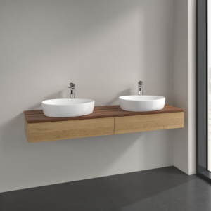 Villeroy und Boch Antao Waschtisch-Unterschrank K17052HN 160x19x50cm, Hahnlochbohrung, Waschbeckenplattenfarbe warm walnut, honey oak