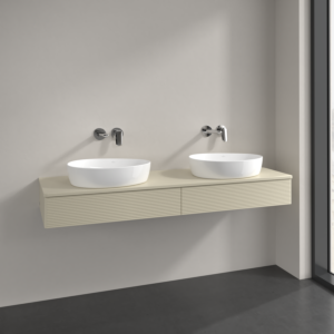 Villeroy und Boch Antao Waschtisch-Unterschrank K17150HJ 160x19x50cm, Hahnlochbohrung, Waschbeckenplattenfarbe Lack, silk grey matt lacquer