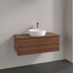 Meuble vasque Villeroy &amp; Boch Antao K20112HM 100 x 36 x 50 cm, plan vasque couleur noyer chaud, noyer chaud