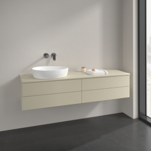 Villeroy et Boch Antao meuble sous-vasque K26150HJ 160x36x50cm, trou pour robinetterie, plaque de lavabo laquée couleur, laque mate gris soie