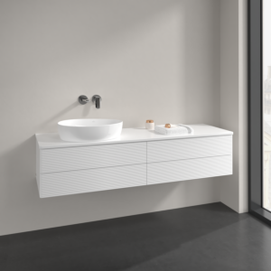 Villeroy et Boch Antao meuble sous-vasque K26150MT 160x36x50cm, trou pour robinetterie, plaque de lavabo laqué couleur, laqué blanc mat