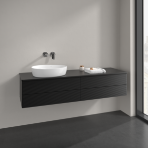 Villeroy und Boch Antao Waschtisch-Unterschrank K26150PD 160x36x50cm, Hahnlochbohrung, Waschbeckenplattenfarbe Lack, black matt lacquer