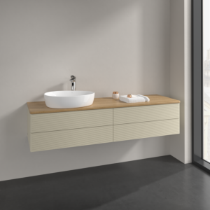 Villeroy and Boch Antao vanity unit K26151HJ 160x36x50cm, tap hole, washbasin top colour honey oak, silk grey matt lacquer