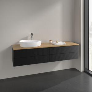 Villeroy und Boch Antao Waschtisch-Unterschrank K26151PD 160x36x50cm, Hahnlochbohrung, Waschbeckenplattenfarbe honey oak, black matt lacquer