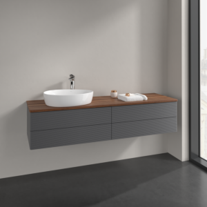 Villeroy and Boch Antao vanity unit K26152GK 160x36x50cm, tap hole, washbasin top colour warm walnut, anthracite matt lacquer