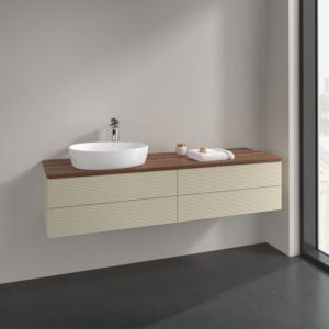 Villeroy and Boch Antao vanity unit K26152HJ 160x36x50cm, tap hole, washbasin top colour warm walnut, silk grey matt lacquer
