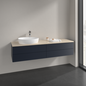 Villeroy und Boch Antao Waschtisch-Unterschrank K26153HG 160x36x50cm, Hahnlochbohrung, Waschbeckenplattenfarbe botticino, midnight blue matt lacquer