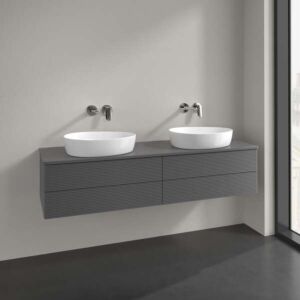 Meuble vasque Villeroy &amp; Boch Antao K28150GK 160 x 36 x 50 cm, percé pour robinetterie, plan vasque couleur : laque anthracite mate