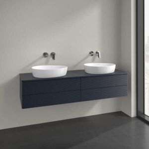Villeroy &amp; Boch Antao vanity unit K28150HG 160x36x50cm, tap hole, washbasin top color lacquer, midnight blue matt lacquer