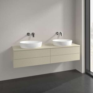 Villeroy und Boch Antao Waschtisch-Unterschrank K28150HJ 160x36x50cm, Hahnloch, Waschbeckenplattenfarbe Lack, silk grey matt lacquer