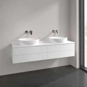 Meuble vasque Villeroy &amp; Boch Antao K28150MT 160 x 36 x 50 cm, percé pour robinetterie, plan vasque couleur : laque blanche mate
