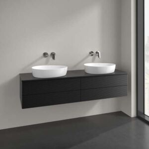 Villeroy &amp; Boch Antao vanity unit K28150PD 160x36x50cm, tap hole, washbasin top color lacquer, black matt lacquer
